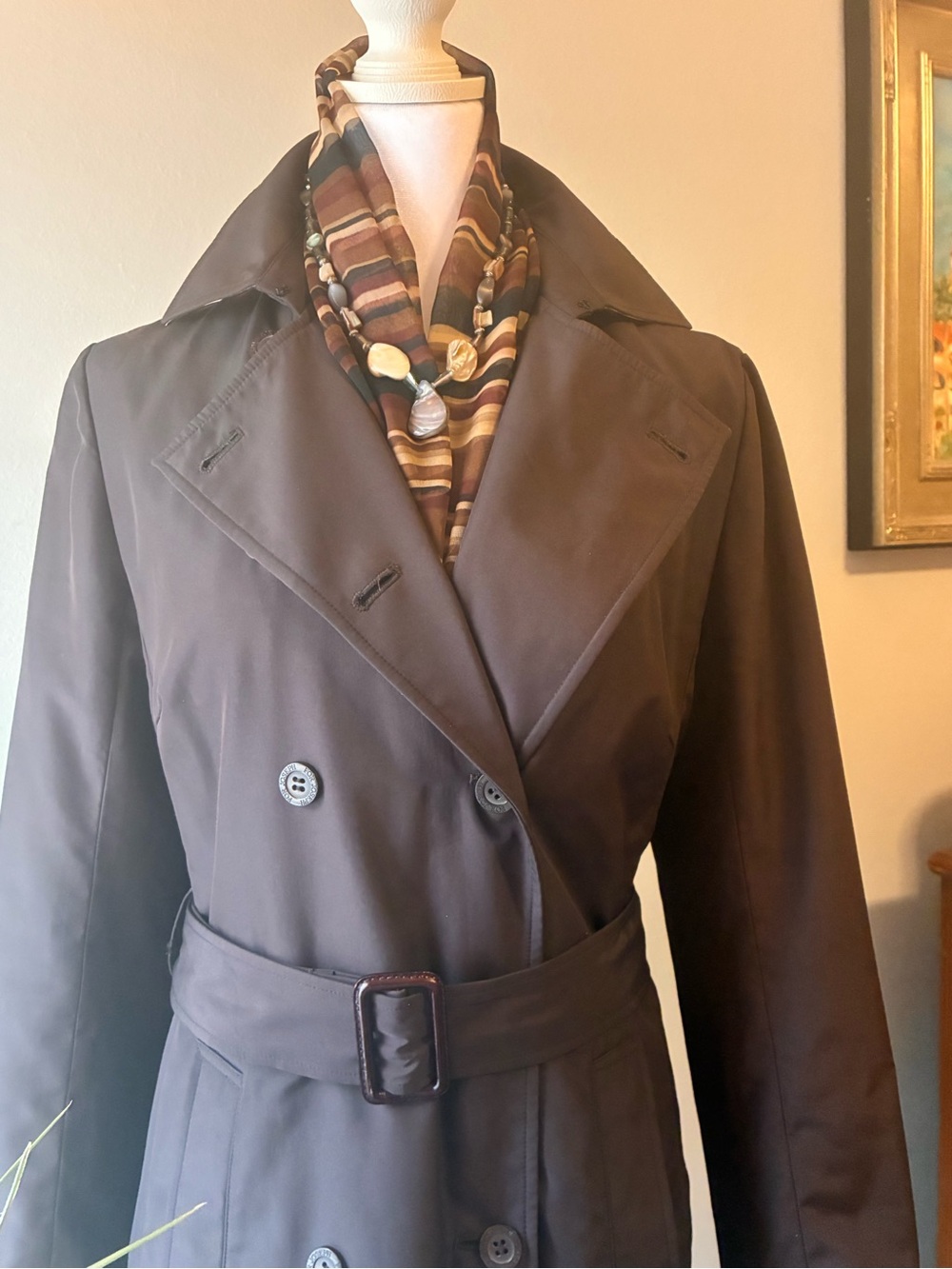 For Joseph Dark Brown Double-Breasted Trench Coat with Belt